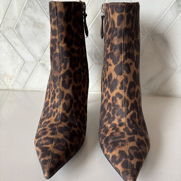 Nine West 7.5M Leopard Animal Print Heeled Boot Pointed Toe Therin Stiletto Heel - Picture 2 of 11